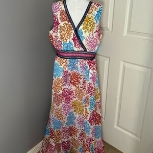 Nikki Poulos sleeveless v neck novelty maxi dress size XL